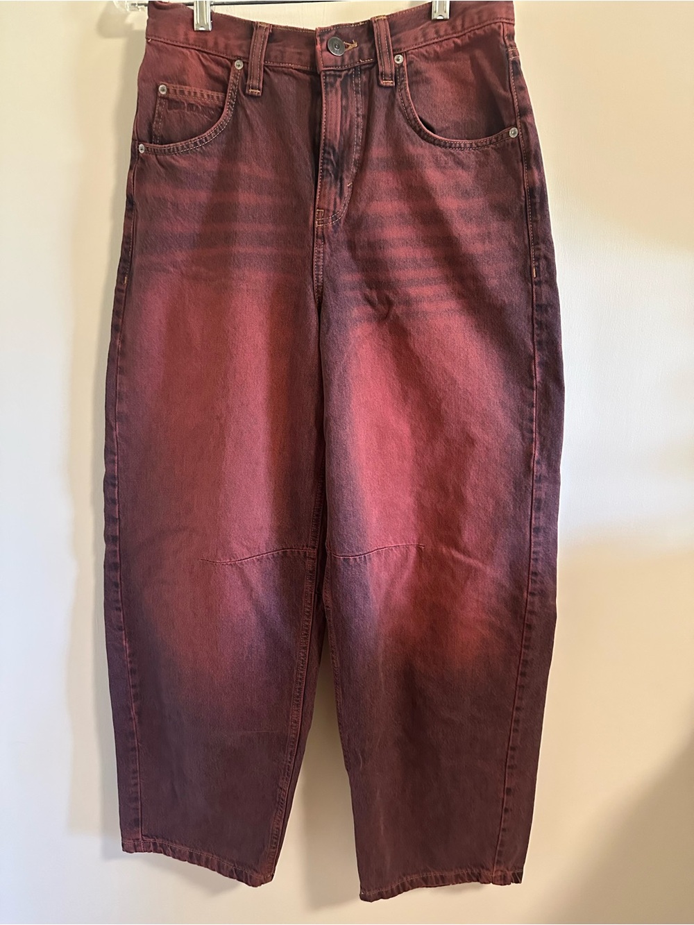 BDG Red Tint Logan Cinch Back Boyfriend Jeans